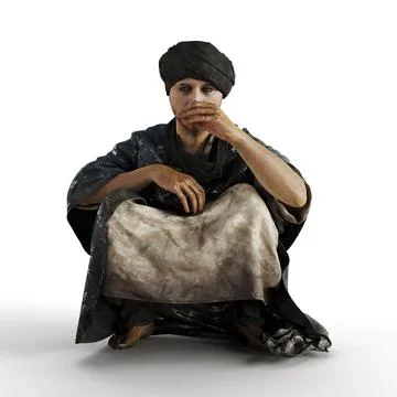 3D rendering of an Arab man with keffiyeh on a white background Illustrazione stock