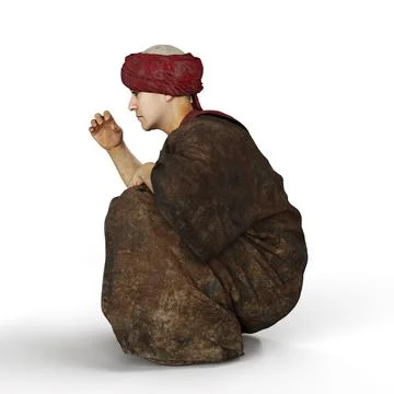 3D rendering of an Arab man with keffiyeh on a white background Illustrazione stock