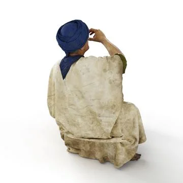3D rendering of an Arab man with keffiyeh on a white background Illustrazione stock