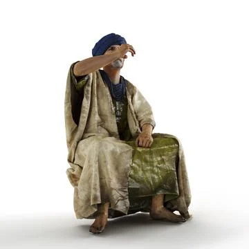 3D rendering of an Arab man with keffiyeh on a white background Illustrazione stock