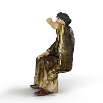 3D rendering of an Arab man with keffiyeh on a white background Illustrazione stock