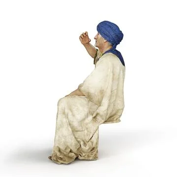 3D rendering of an Arab man with keffiyeh on a white background Illustrazione stock