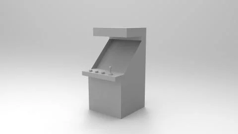 3d rendering of an arcade game machine isolated in light background Illustrazione stock