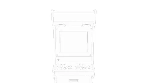 3d rendering of a arcade machine line drawing isolated in white background 스톡 일러스트