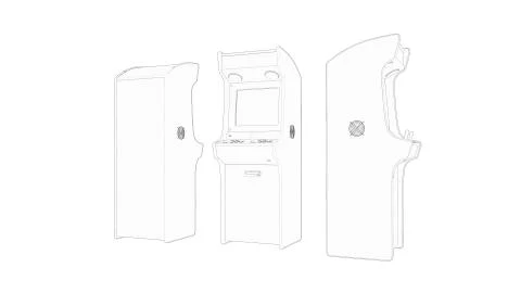 3d rendering of a arcade machine line drawing isolated in white background Stock Illustration