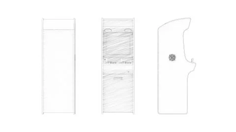 3d rendering of a arcade machine line drawing isolated in white background 스톡 일러스트
