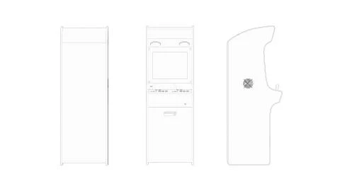 3d rendering of a arcade machine line drawing isolated in white background 스톡 일러스트