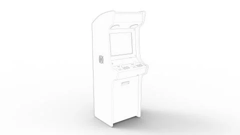 3d rendering of a arcade machine line drawing isolated in white background 스톡 일러스트