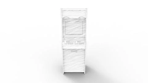 3d rendering of a arcade machine line drawing isolated in white background 스톡 일러스트