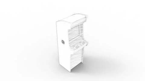 3d rendering of a arcade machine line drawing isolated in white background 스톡 일러스트