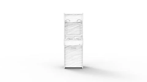 3d rendering of a arcade machine line drawing isolated in white background 스톡 일러스트