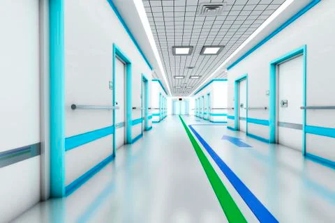 3D Rendering, Architectural visualization of a modern hospital. Illustrazione stock