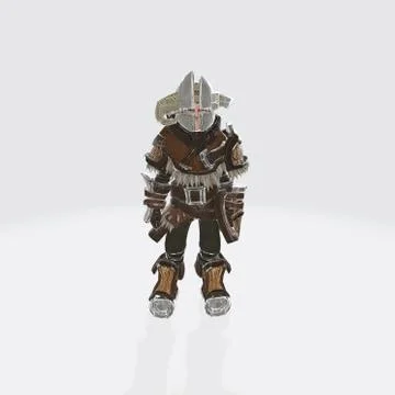 3D rendering of an armored character of a warrior in a standing stance Stock Illustration