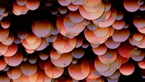3D rendering of an array of circles. Circles of different sizes in space Illustrazione stock