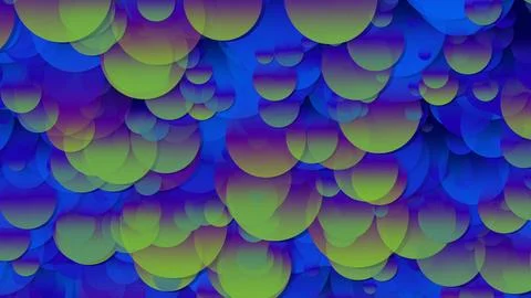 3D rendering of an array of circles. Circles of different sizes in space 스톡 일러스트