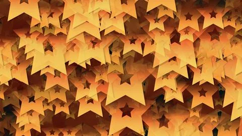 3D rendering of an array of star shapes. Stars of different sizes in space Stock Illustration