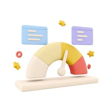 3d rendering arrow point scale speedometer icon. 3d render icon performance Stock Illustration