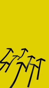 3d rendering of arrow with wave on the yellow background Stock Photos