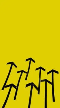 3d rendering of arrow with wave on the yellow background Stock Photos
