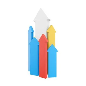 3d rendering arrows directed upwards as success icon. 3d render arrows grow up Stock Illustration