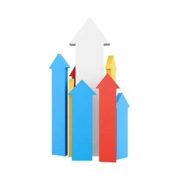 3d rendering arrows directed upwards as success icon. 3d render arrows grow up Stock-Illustration