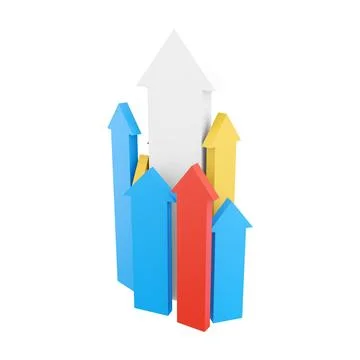 3d rendering arrows directed upwards as success icon. 3d render arrows grow up Stock Illustration