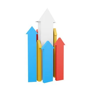 3d rendering arrows directed upwards as success icon. 3d render arrows grow up Stock Illustration