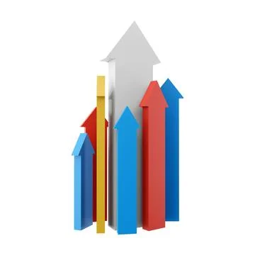 3d rendering arrows directed upwards as success icon. 3d render arrows grow up Stock-Illustration