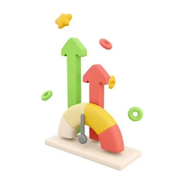 3d rendering arrows grow up speedometer icon. 3d render fast arrows grow up Stock-Illustration