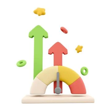 3d rendering arrows grow up speedometer icon. 3d render fast arrows grow up 스톡 일러스트