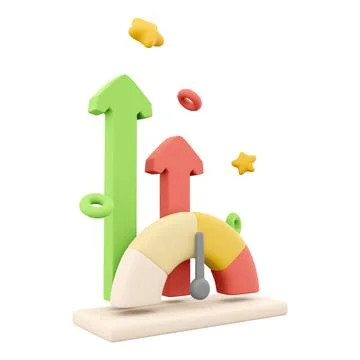 3d rendering arrows grow up speedometer icon. 3d render fast arrows grow up Stock Illustration