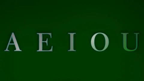 3d rendering of art containing the vowel letters Stock Illustration