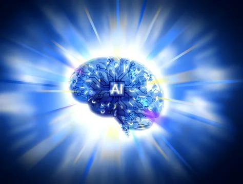 3D rendering of Artificial Intelligence brain technology 库存插图