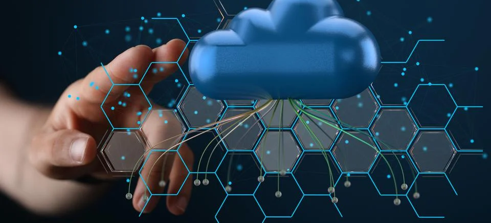 3D rendering of the artificial Intelligence cloud technology Foto stock