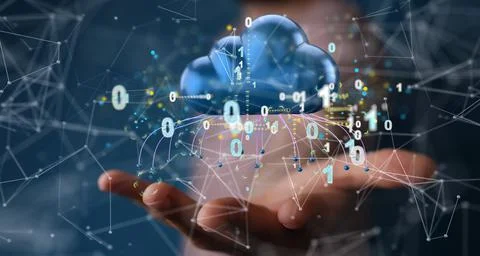 3d rendering of an artificial intelligence, cloud technology, digital web 写真素材