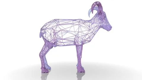 3d rendering of an artistic animal with reflection isolated on white Stock Illustration