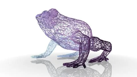 3d rendering of an artistic animal with reflection isolated on white Illustrazione stock