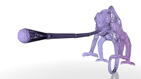 3d rendering of an artistic animal with reflection isolated on white Stock Illustration