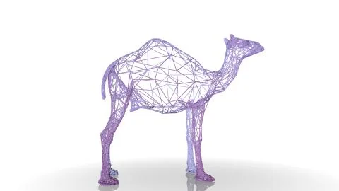 3d rendering of an artistic animal with reflection isolated on white Illustrazione stock