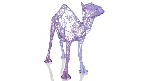 3d rendering of an artistic animal with reflection isolated on white Illustrazione stock