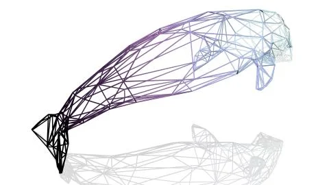 3d rendering of an artistic animal with reflection isolated on white Stock Illustration