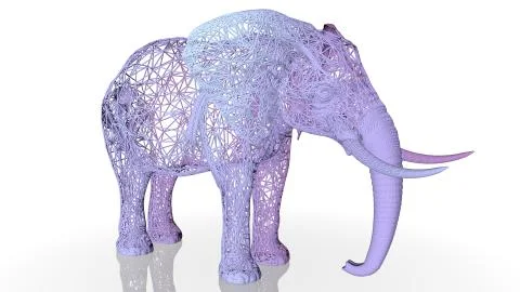 3d rendering of an artistic animal with reflection isolated on white Stock Illustration