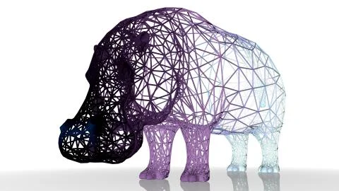 3d rendering of an artistic animal with reflection isolated on white Stock Illustration