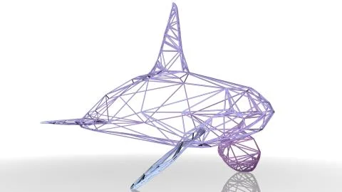 3d rendering of an artistic animal with reflection isolated on white Stock Illustration