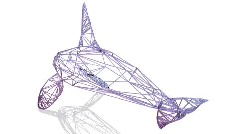 3d rendering of an artistic animal with reflection isolated on white Stock Illustration