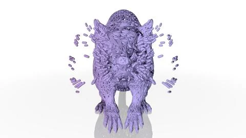 3d rendering of an artistic animal with reflection isolated on white Stock Illustration