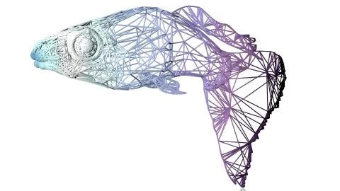 3d rendering of an artistic animal with reflection isolated on white Stock Illustration