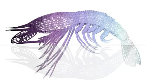 3d rendering of an artistic animal with reflection isolated on white Stock Illustration