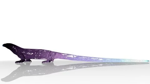 3d rendering of an artistic animal with reflection isolated on white Stock Illustration