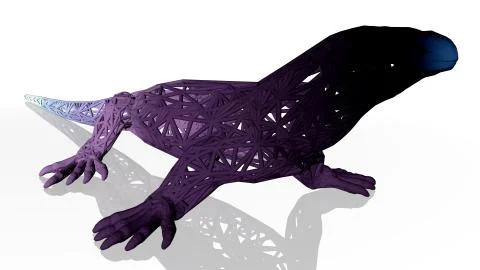 3d rendering of an artistic animal with reflection isolated on white Stock Illustration